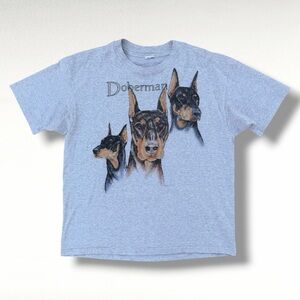 Vintage 90s Doberman Dog T-Shirt Gray Size XL Single Stitch